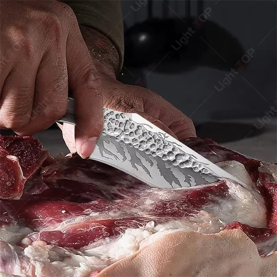 WXCOO Multifunktions-Kochmesser aus geschmiedetem Edelstahl mit Holzgriff zum Schneiden von Fleisch, Obst und Gemüse - Bild 1