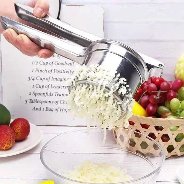 Kartoffelpresse aus Edelstahl PDQ in Silber zur Zubereitung von Kartoffelpüree, Obst und Gemüse - Bild 1
