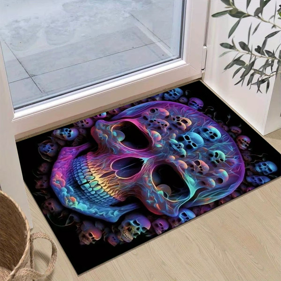 VIKAMA Teppich mit Totenkopfmuster in Multicolour, rutschfest und wasserabsorbierend, B/T: 60 x 40 cm - Bild 2