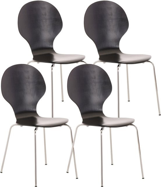 TPFLiving 4er Set Besucherstuhl Daggy mit Holzsitz in Schwarz und mattem Finish - Bild 1