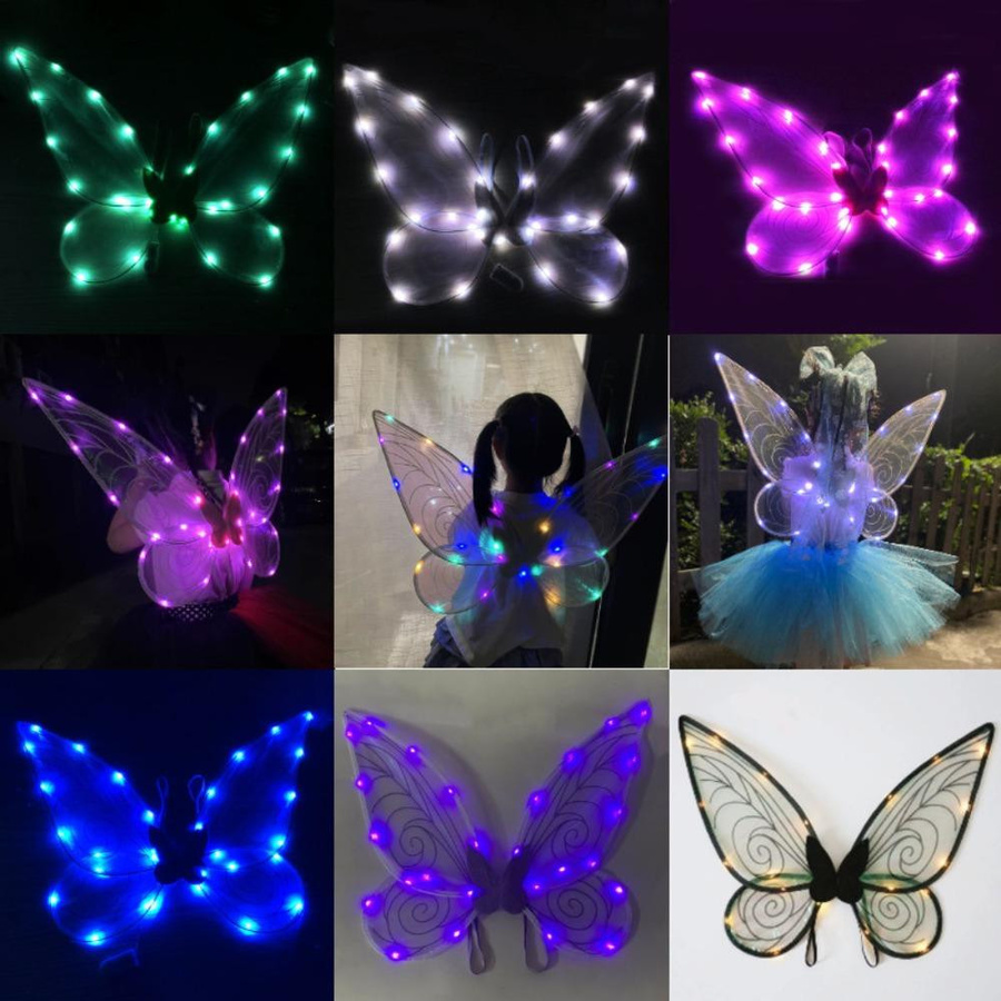 MonymaVigo Cosplay Kostüm LED Leuchtende Feenflügel, Schmetterlings-Feenflügel, Prinzessin, Engelsflügel - Bild 5