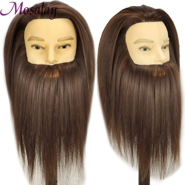 Mosalay Mannequin Kopf mit synthetischem Haar für Herren, Friseur Training - Bild 1