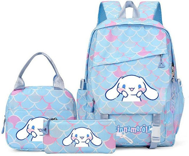 3-teiliges Schulrucksack-Set in Blau aus Oxford-Stoff mit Schultasche, Schultergurt und Federmäppchen - Bild 1