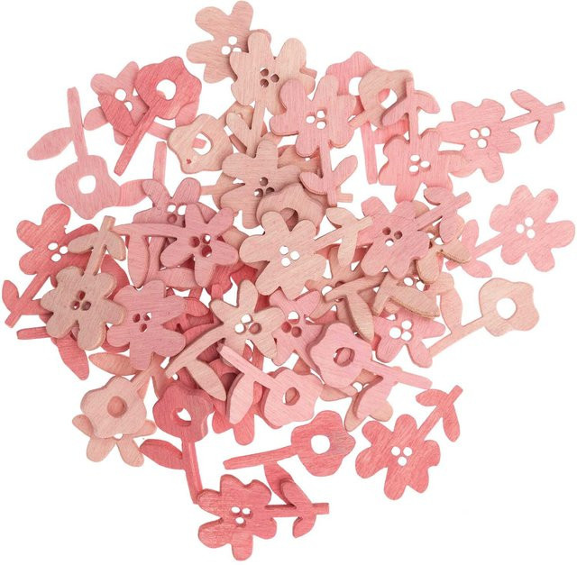 Rico Design Holzstreu Blumen in Rosa Mix, 48 Stück - Bild 1