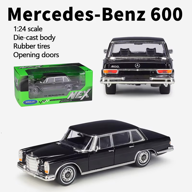 WELLY Mercedes-Benz 600 (1963), Druckguss-Oldtimer-Modell, 1:24, Schwarz - Bild 1
