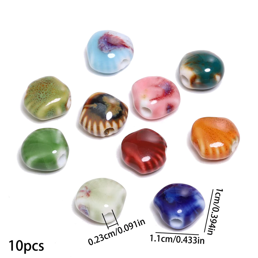JILKOL Perlen Keramik, Jakobsmuschel, Bunt, 11,5x10mm, Unisex - Bild 2
