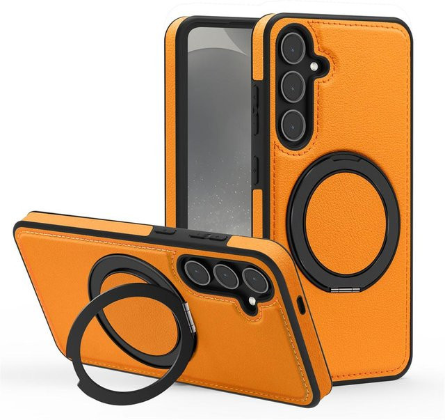 Magnetische Leder-Handyhülle mit drehbarem Ständer für Samsung Galaxy S26 S25 S24 S23 S22 Ultra FE Plus in Braun - Bild 1