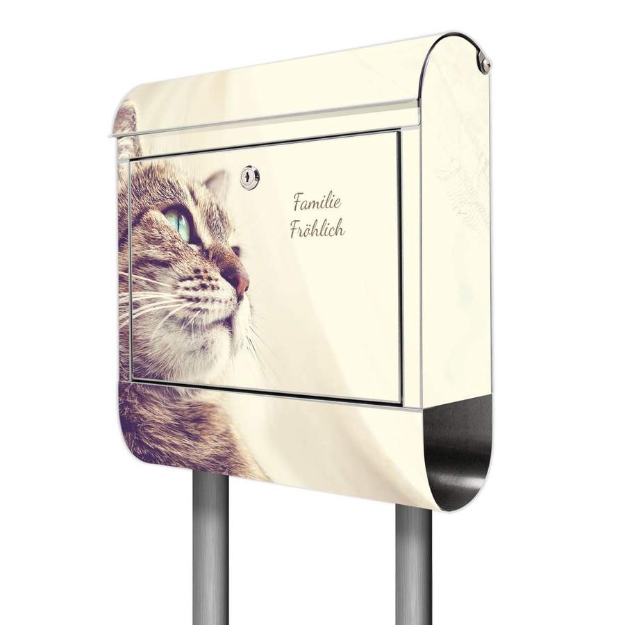 banjado Standbriefkasten Edelstahl mit Zeitungsfach und Motiv Holgerson in Silber/Multicolor, B/T/H: 38 x 14 x 161,5 cm - Bild 1