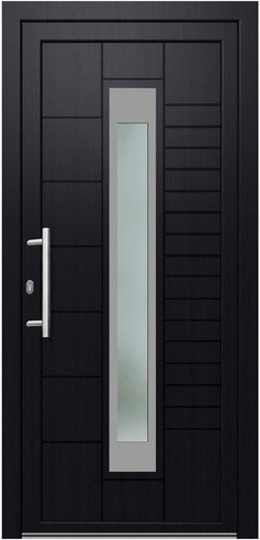 KNOCK Kunststoff-Haustür Robusto in Anthrazit-Grau mit Glaseinsatz und linksanschlag modern - Bild 1