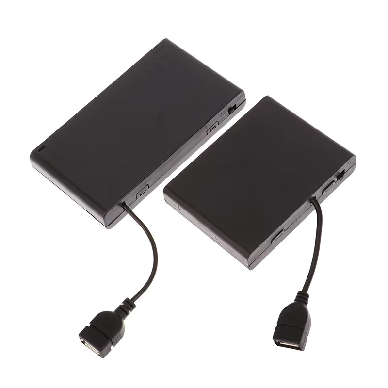 Tragbare Mini AA Batteriehalter Aufbewahrungsbox mit USB-C Anschluss in Schwarz - Bild 4