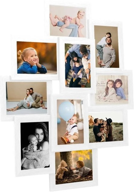 vidaXL Collage Bilderrahmen in Weiß für Wandmontage mit 10x15 cm Fotos - Bild 1