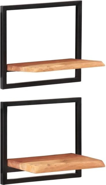 vidaXL Wandregale Set aus 2 Stück aus Massivholz Akazie und Stahl B/T/H: 40 x 24 x 35 cm - Bild 1