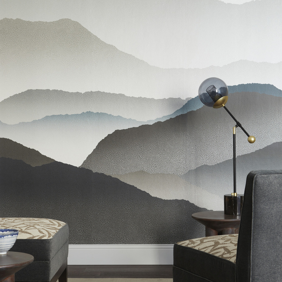 Nobilis Mural Ukiyo GRD51 Wandtapete in Grau mit abstraktem Design und Textiloptik - Bild 1