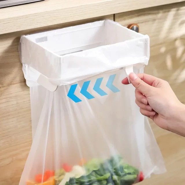 Trebalena Faltbarer Müllbeutelhalter zur Wandmontage ohne Bohren, platzsparender Müllrack für Küche und Badezimmer, Selbstklebend, Grau oder Weiß - Bild 1