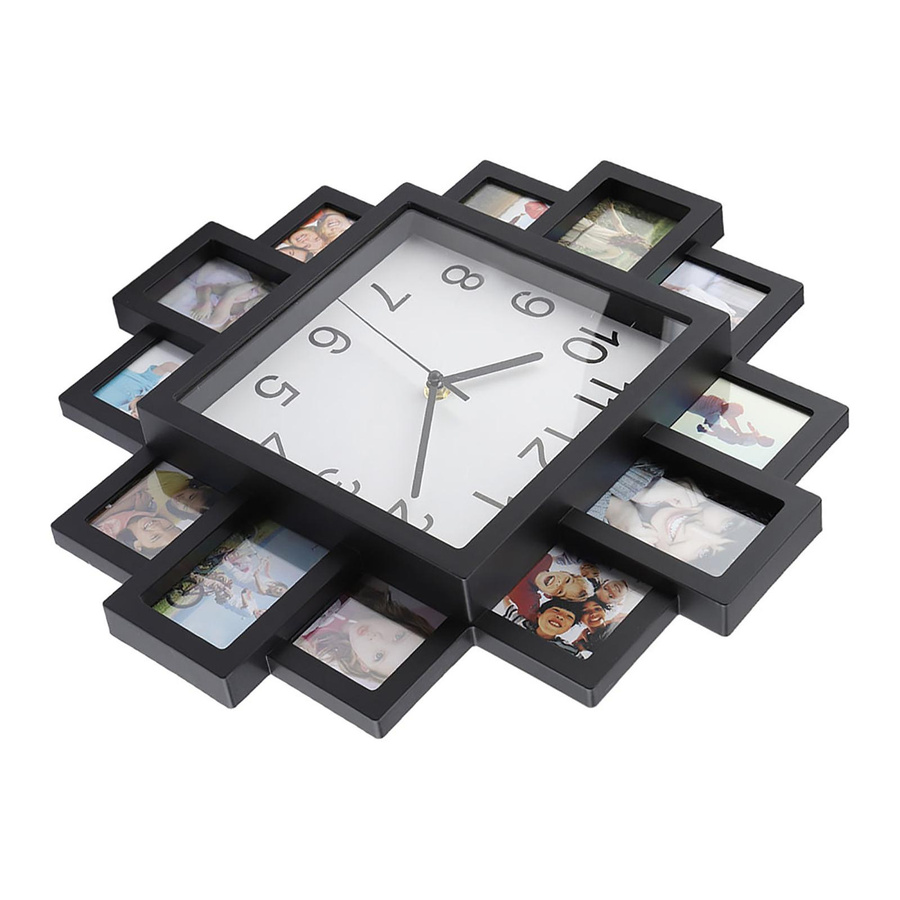 TOMTOP JMS 2 in 1 Wanduhr und Fotorahmen aus Kunststoff mit floralem Design in Schwarz, Analog, Durchmesser: 38,5 cm - Bild 2