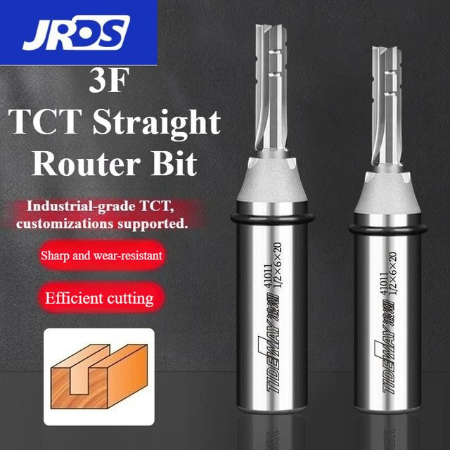 JRDS Gerader Fräser TCT mit 3 Schneiden als CNC-Hartmetallfräser für Holz, MDF und Spanplatten - Bild 1