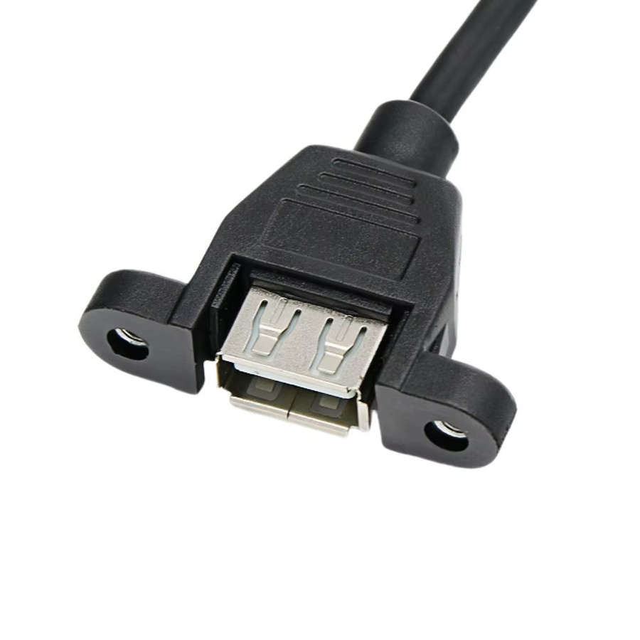 USB 2.0 A-Stecker auf A-Buchse Verlängerungskabel in Schwarz mit Vollkupferkern und Doppelschirmung zur Panelmontage - Bild 3