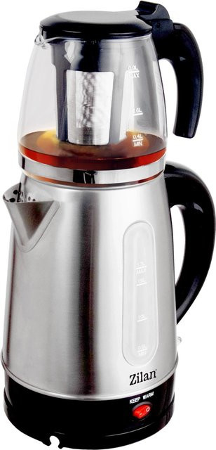 Zilan Teekocher mit Sieb aus Edelstahl und Glas, Silber, 1,7 l, 2200 W - Bild 2