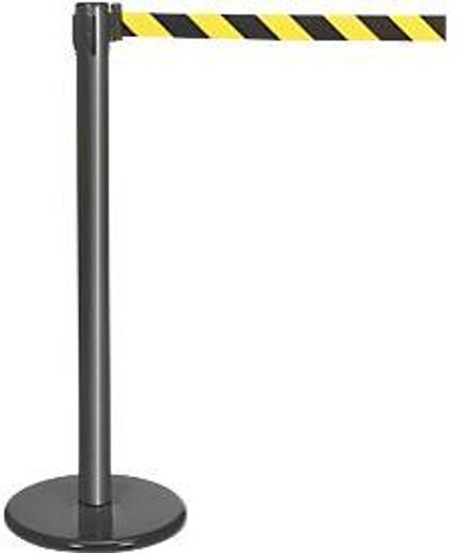 Guidesystems Gurtpfosten aus Metall in Anthrazit mit schwarz-gelbem Absperrband - Bild 2