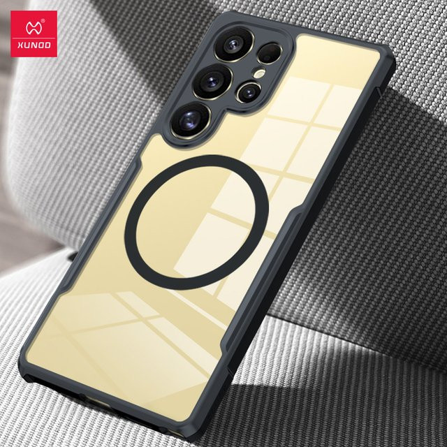 XUNDD Magnetische Hülle für Samsung Galaxy S24, S25 Ultra, S26 Ultra und S26 Plus, Transparent mit 360 Grad drehbarem Ständer und Airbag Anti-Sturz Schutz - Bild 1