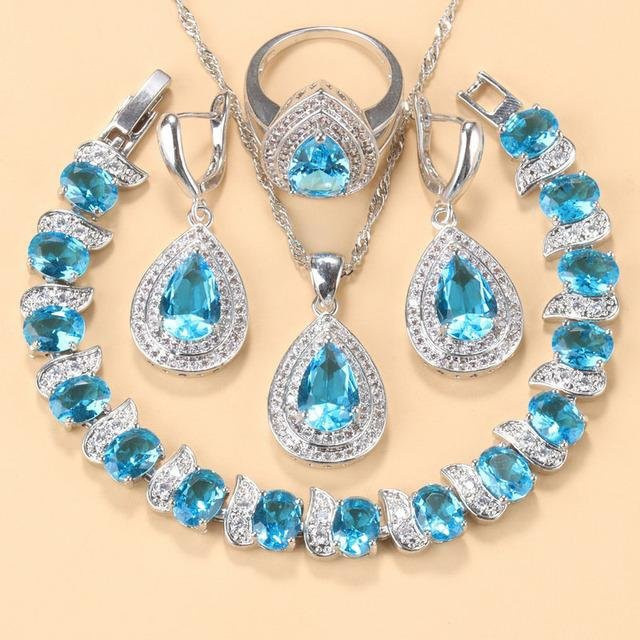 YIRAN Jewelry Schmuck-Set, Kupfer, Blau, Zirkonia, Damen - Bild 1