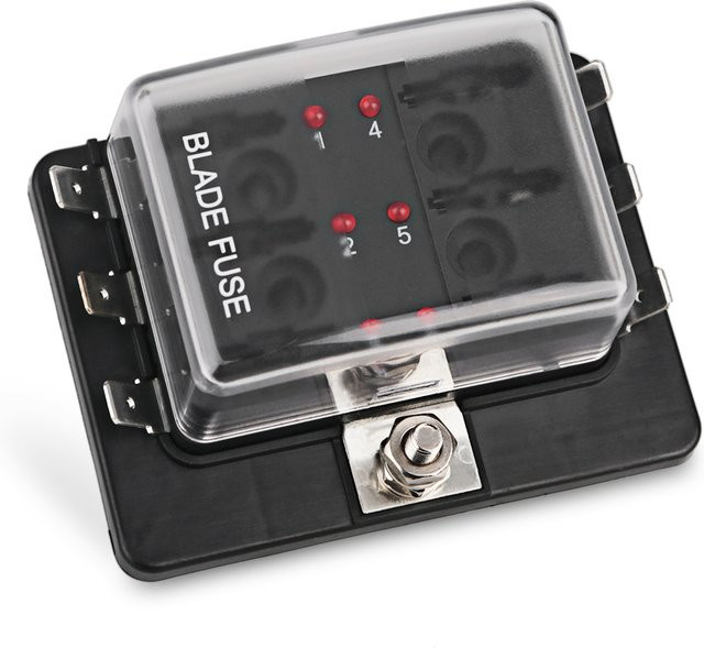 Universal 6-Wege Sicherungsblock für Standard Blade Sicherungen 12V in Schwarz für Auto und Marine - Bild 1