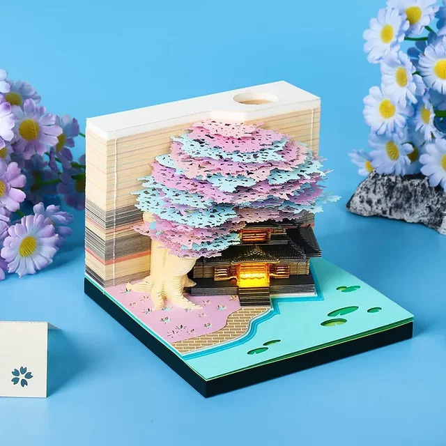 3D Baumhaus Kalender Papier Skulptur als Memo Pad und Desktop Ornament in Multicolour - Bild 1