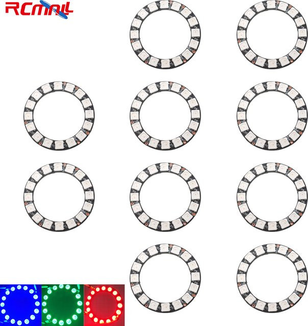 10 Stück DIYmall WS2812B 5050 RGB LED Ringe mit integrierten Treibern für Arduino - Bild 1