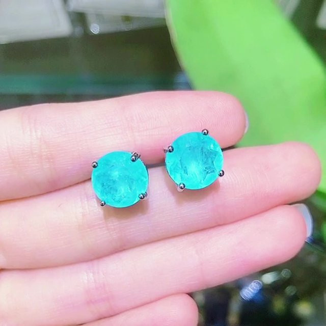 Ohrstecker 925 Sterling Silber, Paraiba-Turmalin, Damen - Bild 1