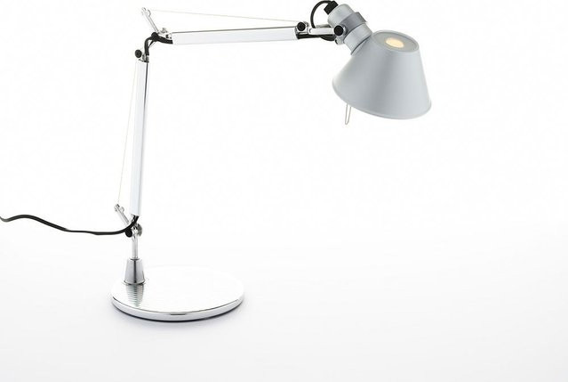 Artemide Tolomeo Micro Tavolo Tischleuchte aus Aluminium in Silber, verstellbare Schreibtisch- und Nachttischleuchte mit E14 Fassung - Bild 1