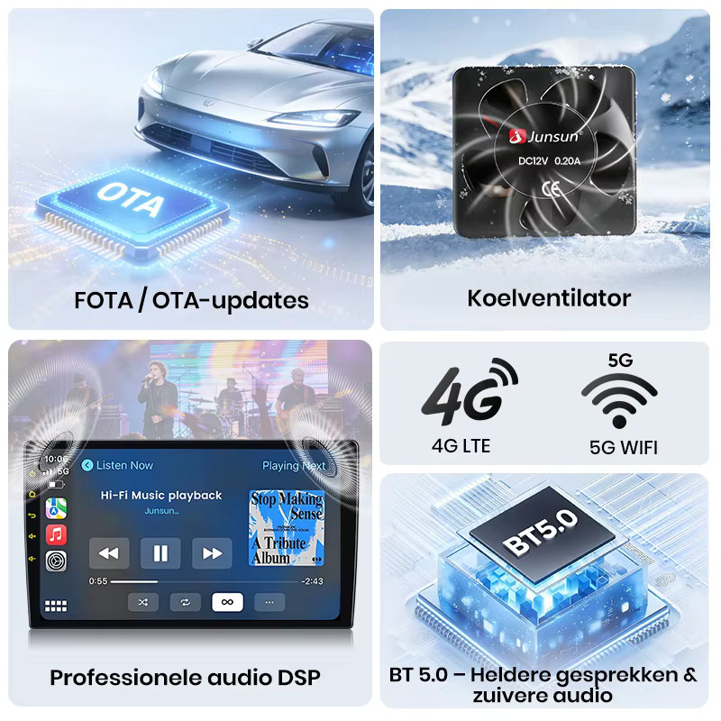 Junsun Android Autoradio mit kabellosem CarPlay für Suzuki Jimny 3 (2005-2019) in Schwarz mit GPS und Bluetooth - Bild 4