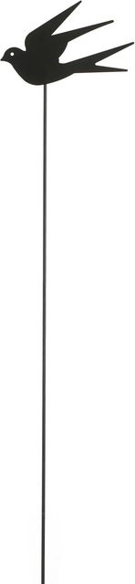 Mica Decorations Gartenstecker Schwalbe Schwarz aus Metall, B: 22,5 cm, T: 0,5 cm, H: 115 cm - Bild 1