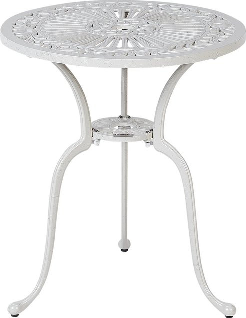 Beliani Gartentisch DASCIO in Weiß, runder Metalltisch im Retro-Design, B/T/H: 61 x 61 x 71 cm - Bild 1