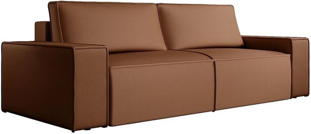 Schlafsofa Amelia von Vente-unique in Braun mit Stoff und Leder-Optik - Bild 1