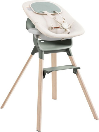 Stokke Clikk Bundle Hochstuhl aus Bambus in Green inklusive Newbornset und Reclining Insert