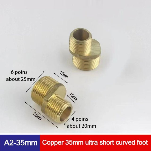 SHhezhi Duscharmatur Adapter aus Kupfer in Gold, abgewinkelter und gebogener Fuß für die Wandmontage, A2-35mm - Bild 1