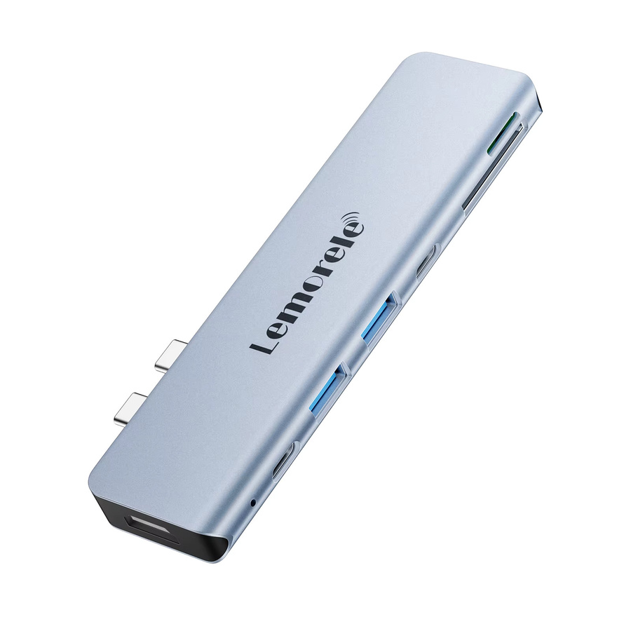 Lemorele 7-in-2 USB-C Hub Multi USB Splitter Adapter mit HDMI 4K, TF, SD und USB 2.0 sowie PD 60W Ladefunktion in Silber für MacBook und Laptop - Bild 7