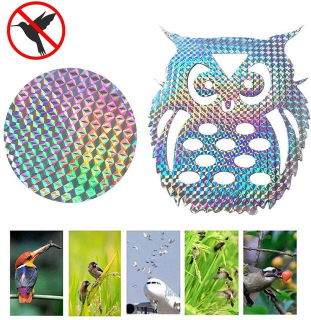 10 Stück reflektierende Laser-Eulen als hängende Vogelscheuche zur effektiven Vogelabwehr und zum Schutz deiner Pflanzen und Kulturen - Bild 1