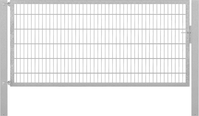 Einzeltor Flexo Plus in Silber, feuerverzinkter Stahl, Breite: 250 cm, Höhe: 120 cm, inklusive Pfosten 100 x 100 cm - Bild 1