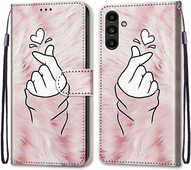Luxuriöse bemalte Ledertasche als Schutzhülle für Samsung Galaxy A-Serie in Pink - Bild 1