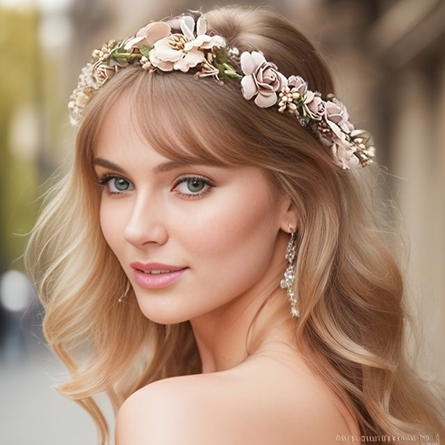 Blumenkranz Stirnband, Bunt, Damen, Hochzeit - Bild 1
