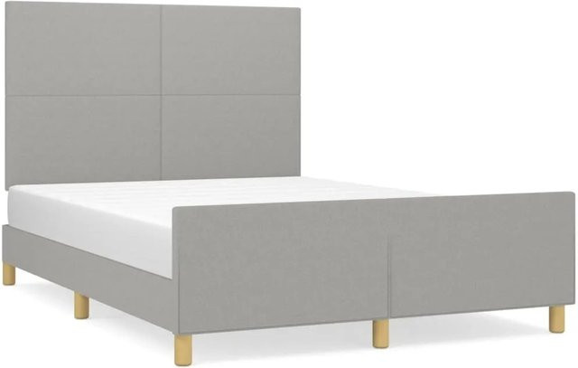 vidaXL Bettgestell mit Kopfteil in Hellgrau aus Stoff und Holz, B/T/H: 140 x 190 x 146 cm - Bild 1