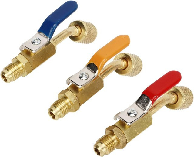 Igeteck 6er Set Kompakt Kugelhahn Kältemittel Winkel aus Messing für R410A R134A R12 R22 R502 AC HVAC in Multicolor - Bild 1