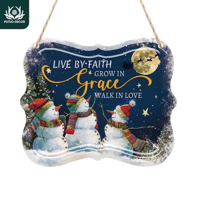 Putuo Decor Vintage-Metallblechschild Live by Faith Grow in Grace Walk in Love Wandkunst-Dekor Multicolor - Bild 1