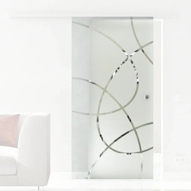 Levidor Glasschiebetür Essen in Transparent mit Griffmuschel, B: 102,5 cm, H: 205 cm - Bild 1