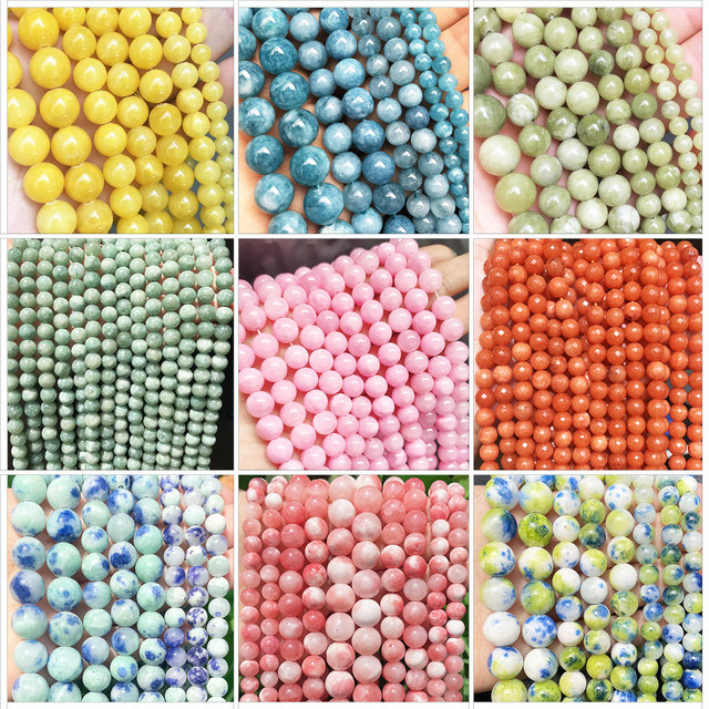 Kuoyu Perle, Natur Jade Stein, Chalcedon, Bunt, Unisex, 6-12mm - Bild 1