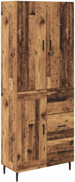 vidaXL Highboard 2-teilig in Altholz-Optik mit Glasfront und Schubladen, Braun, B/T/H: 120 x 34 x 69,5 cm und B/T/H: 180 x 34 x 69,5 cm - Bild 1
