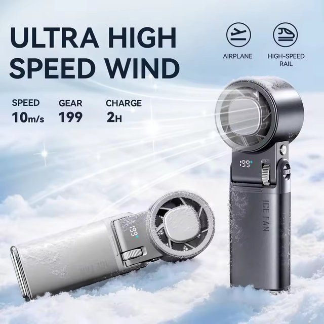 Mi Handheld Mini-Ventilator mit 6000mAh Akku, LCD-Display, 199 Geschwindigkeitsstufen und LED-Leuchte in Weiß - Bild 1