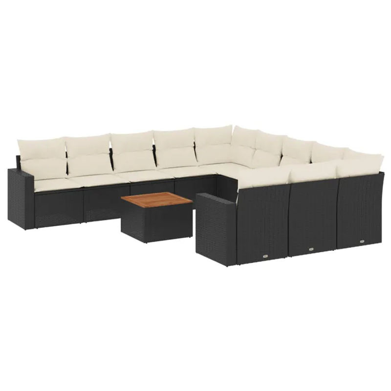 Vidaxl Gartenmöbel-Set aus Polyrattan mit Kissen, 12-teilig, Schwarz - Bild 3