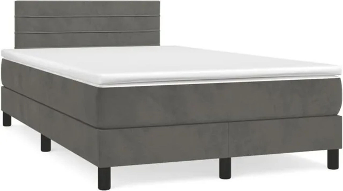 Vidaxl Boxspringbett mit Matratze aus Samt in Anthrazit, B/T/H: 120 x 190 cm - Bild 1